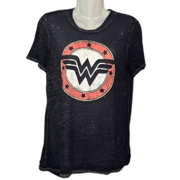 Wonder Woman Womens Oversized XS Lightweight Burnout Graphic Short Sleeve Tee - Picture 1 of 5